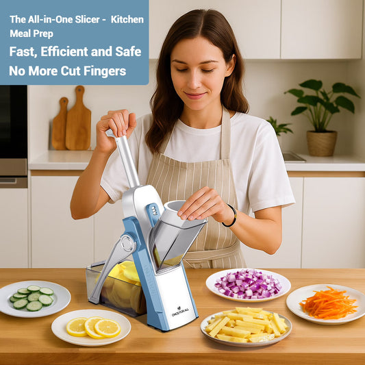ONCE FOR ALL foldable mandoline food slicer compact design adjustable thickness 0.1mm to 8mm